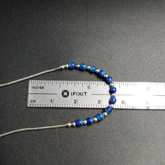 7 Inch Sterling Silver Green Blue Swirling Stones Bracelet Vintage - Picture 5 of 6